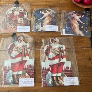 New Lot Of 5 The Gifted Line Basket Card Box John Grossman Christmas Santa Angel